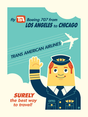 Vintage 1960 Airlines Flight Poster