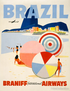 flight brazil retro vintage poster