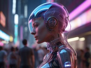 AI Art Cyberpunk Women in a future AI World