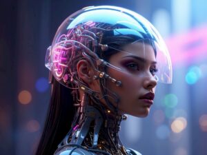 Futuristic Cyberpunk Robot Mature Woman AI