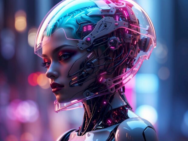 Robotic Elegance: A Cyberpunk Masterpiece