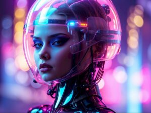 Cyber Punk Woman Female Girl in a Cyberpunk City