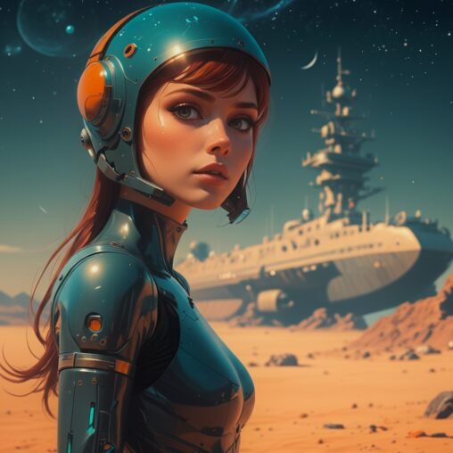 Retro futuristic cyberpunk girl illustration